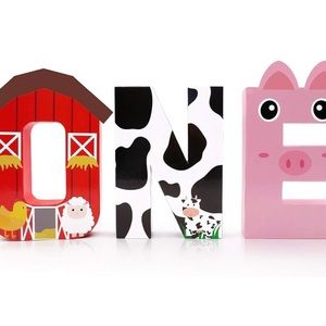 New Farm barnyard theme one letter sign for first birthday or cake smash